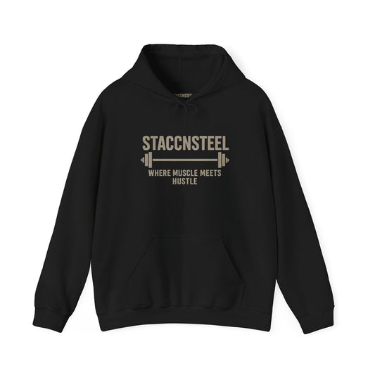 StaccnSteel Hooded Sweatshirt - Gym Apparel, Fitness Gift, Motivational Hoodie, Casual Wear, Workout Clothing