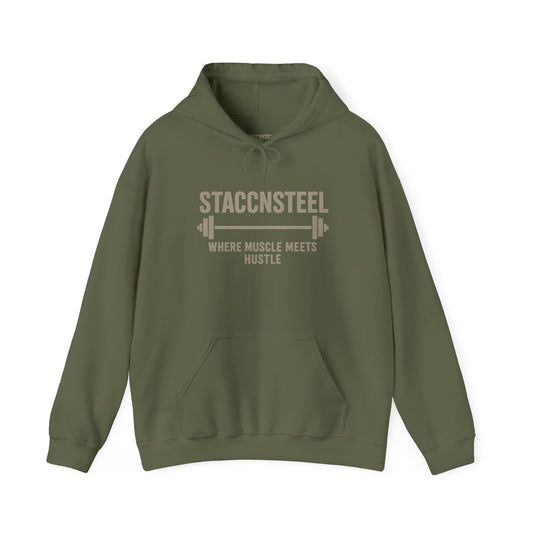 StaccnSteel Hooded Sweatshirt - Gym Apparel, Fitness Gift, Motivational Hoodie, Casual Wear, Workout Clothing